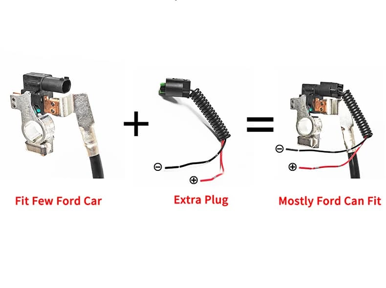 Ford car battery connection cable installation guidance